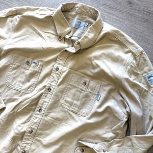 Tyndale FR Flame‎ Resistant Beige Long Sleeve Button Down Work Shirt Size 2XL